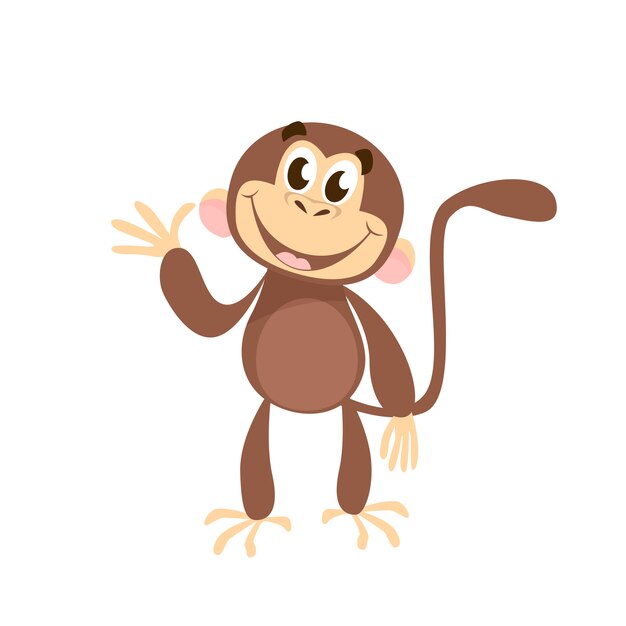 Cheerful monkey waving hand