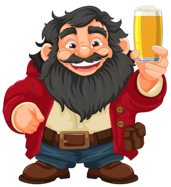 Free vector cheerful old man enjoying a pint of beer