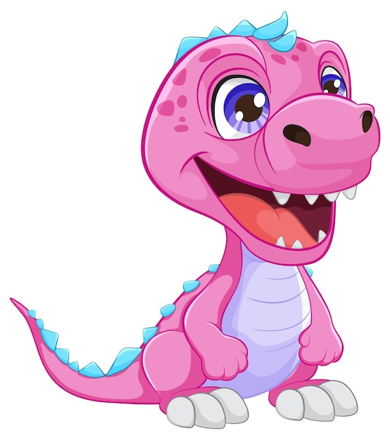 Бесплатное векторное изображение Веселая розовая мультфильмная иллюстрация динозавра