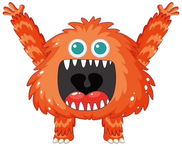 Free vector cheerful pluffy red monster cartoon character