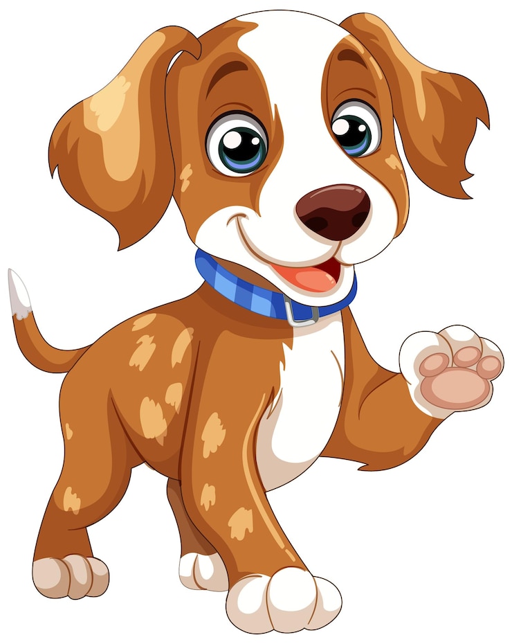 Free Vector cheerful puppy wearing a blue collar