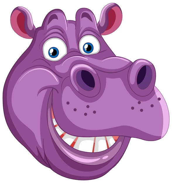 Cheerful purple hippo cartoon