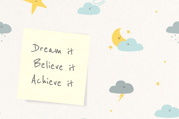 Free Vector cheerful quote template vector with cute doodle weather drawings banner