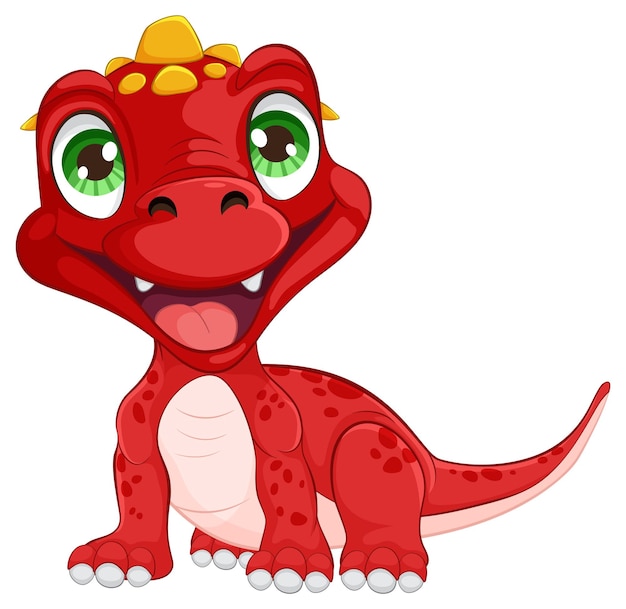 Free vector cheerful red cartoon dinosaur illustration