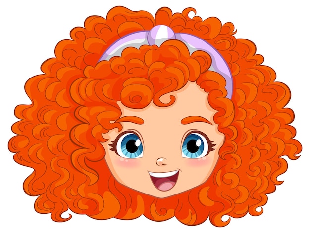 Cheerful redhead girl with curly hair