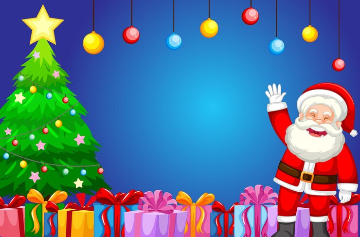 मुफ़्त वेक्टर cheerful santa claus surrounded by gifts and snowman