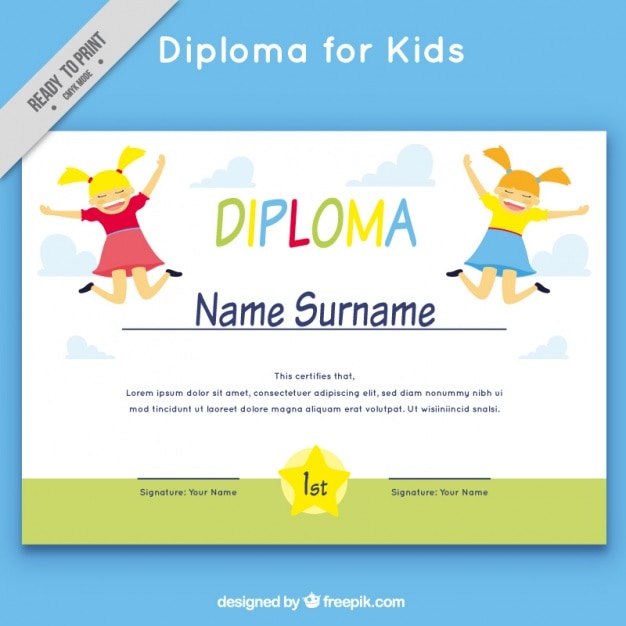 Free vector cheerful school diploma template