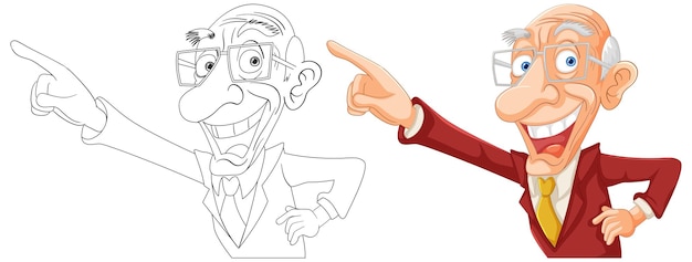 Free vector cheerful senior man pointing forward