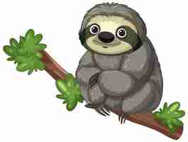 Free vector cheerful sloth hanging on a branch