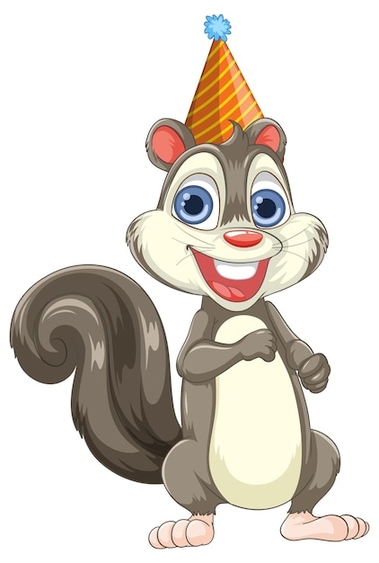 Free vector cheerful squirrel in party hat