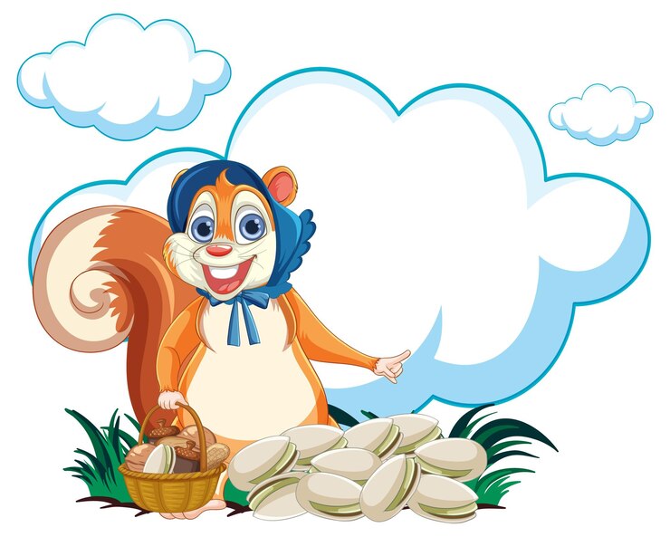 मुफ़्त वेक्टर cheerful squirrel with acorns illustration