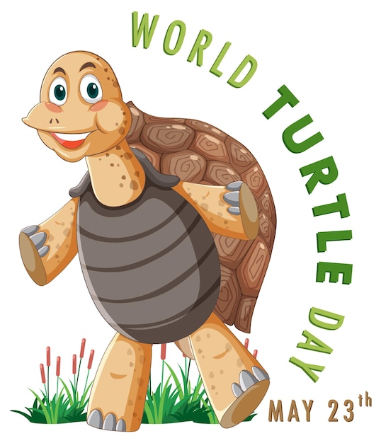 Free vector cheerful turtle celebrating world turtle day