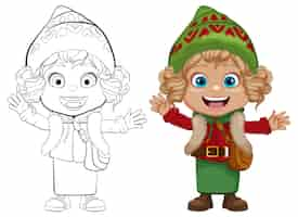 Free vector cheerful winter celebration cartoon character girl