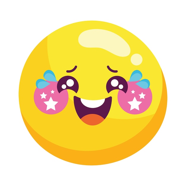 Free vector cheerful yellow emoticon smiling kawaii