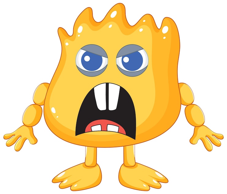 Free Vector cheerful yellow monster cartoon character
