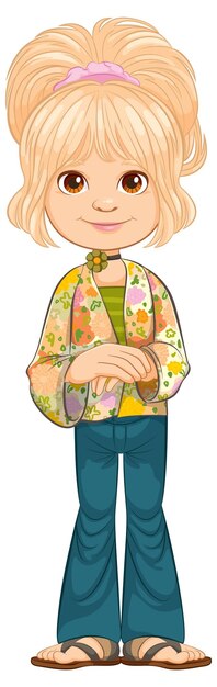 Free vector cheerful young girl in casual outfit