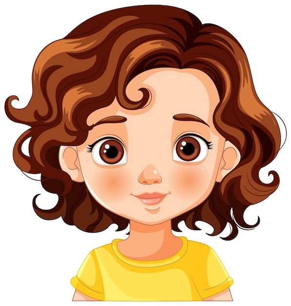 Cheerful young girl vector portrait