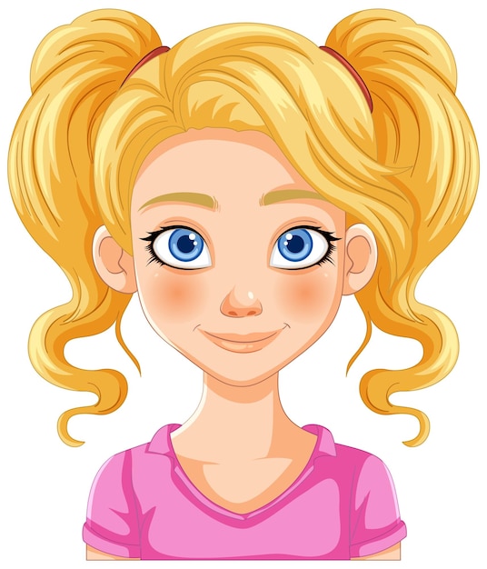 Cheerful young girl vector portrait