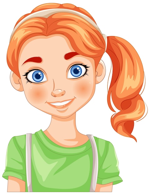 Cheerful young girl vector portrait