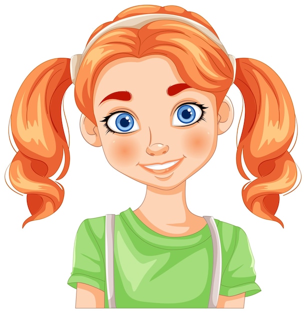 Cheerful young girl with pigtails