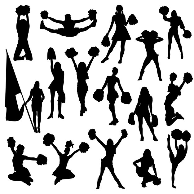 チアリーダーのジェスチャーシルエット プレミアムベクター
