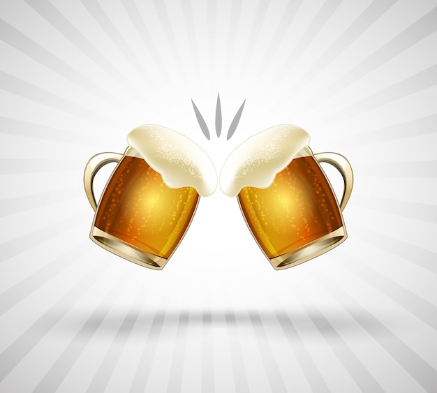 Free vector cheers icon. two glasses filled to the brim with beer foam. vector illustration