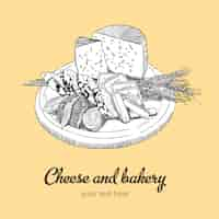 Free vector cheese and bakery illustration