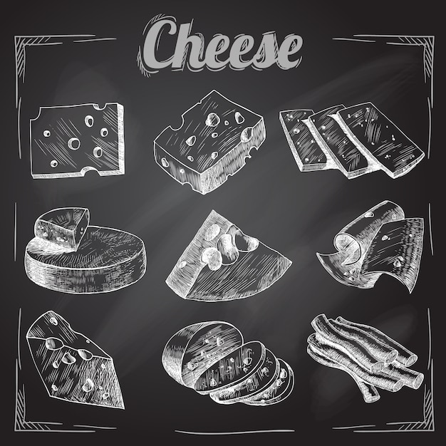 Vettore gratuito formaggio su sfondo nero