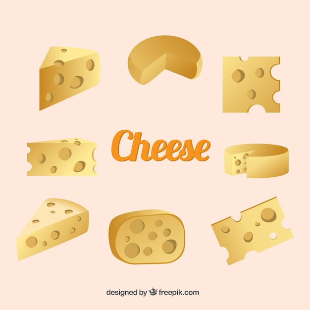 Бесплатное векторное изображение Коллекция сыра
