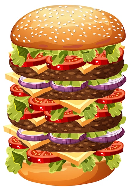 無料ベクター 分離されたチーズハンバーガー漫画