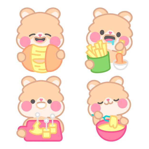 Cheese lover stickers collection with kimchi the hamster