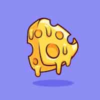 Free vector cheese melted cartoon vector icon illustration food object icon concept isolated flat vector