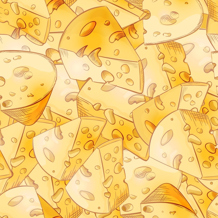 Free Vector cheese slices seamless pattern in cartoon style