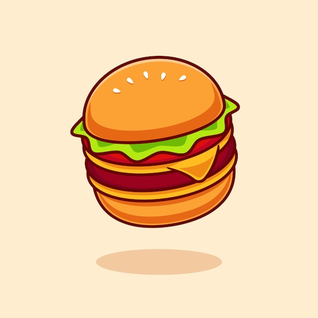 Vettore gratuito cheeseburger vettore di cartoni animati galleggiante icona illustrazione icona di oggetti alimentari vettore piatto isolato