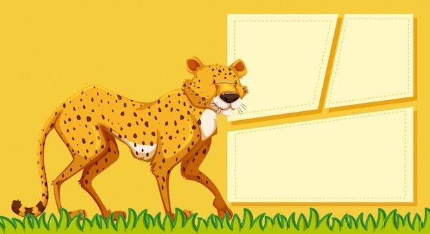 A cheetah on blank note