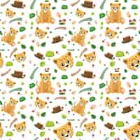 Free vector cheetah cute animal seamless pattern