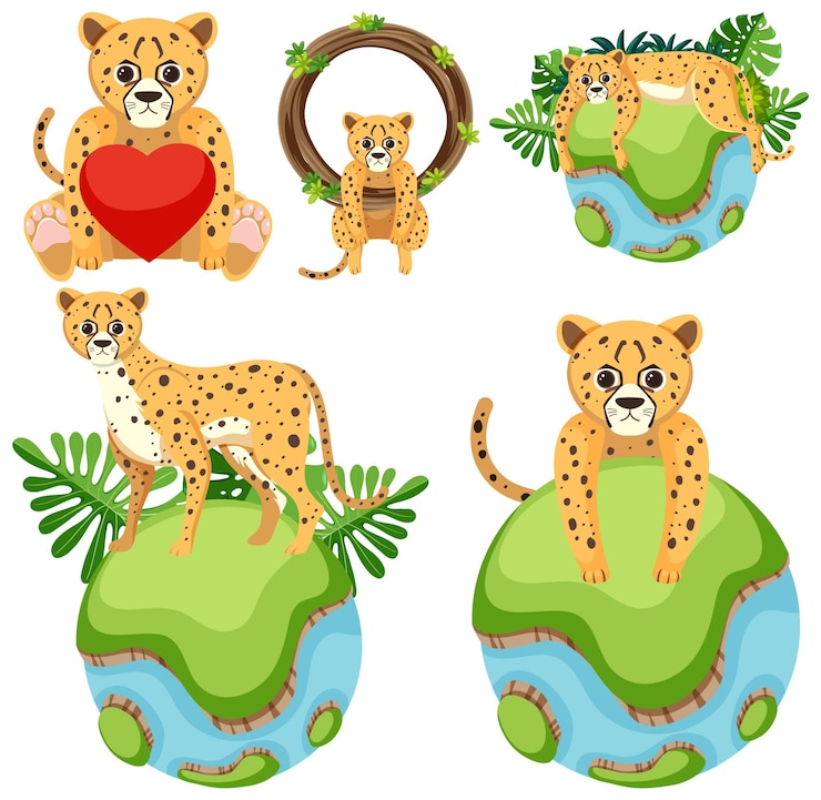 Free Vector cheetah icons set for graphic design