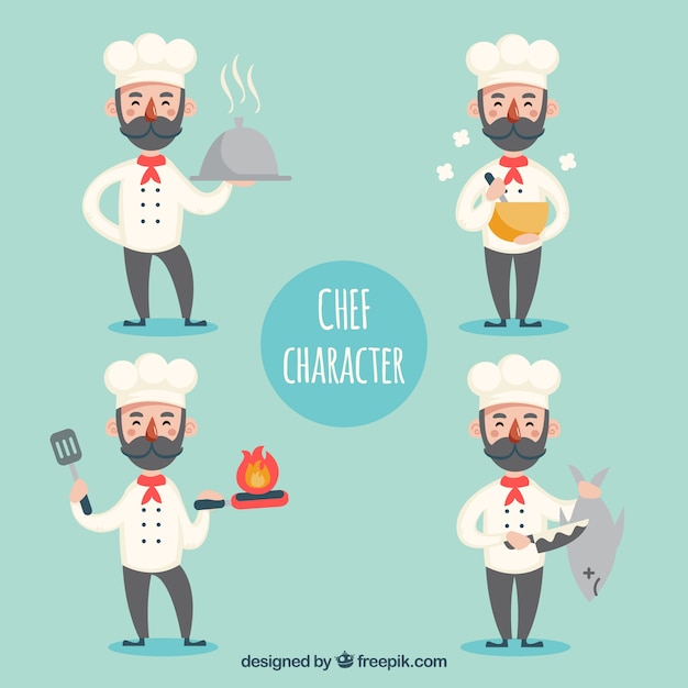 Free vector chef character collection