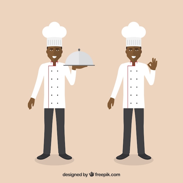 Free vector chef character in two postures
