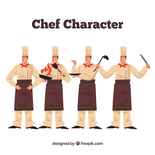 Free vector chef in different postures