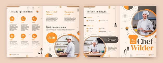 Vettore gratuito modello di brochure per chef e gastronomia