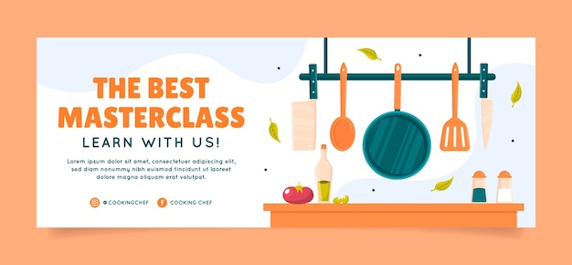 Free vector chef and gastronomy social media cover template