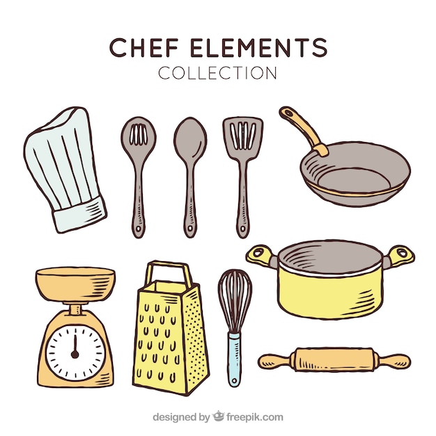 Chef hat and other cook items