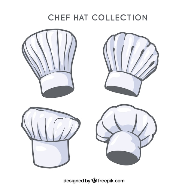 Vettore gratuito cappelli da cuoco con diversi tipi di design