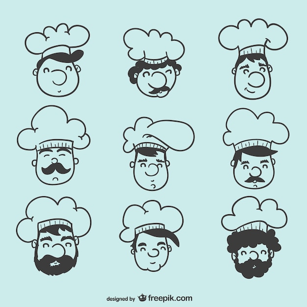 Free vector chef heads collection