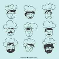 Free vector chef heads collection