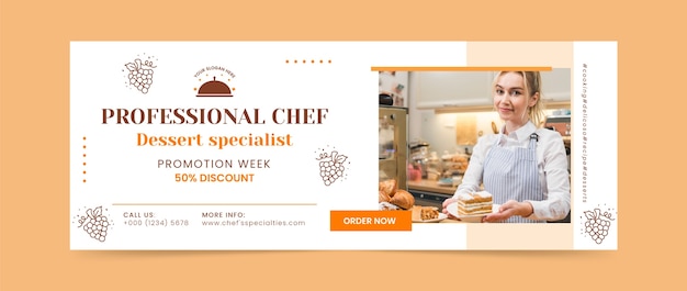 Chef occupation and career social media cover template