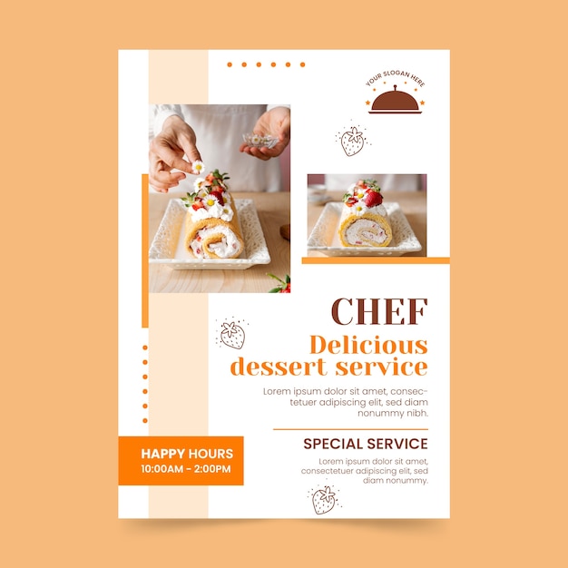 Free vector chef occupation and career vertical poster template