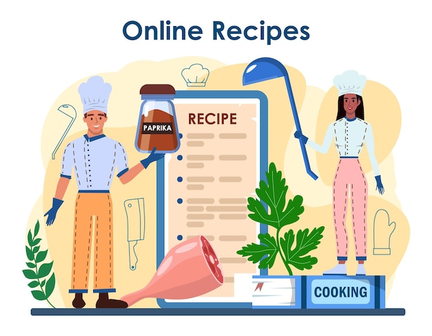 Chef online service or platform. culinary specialist making