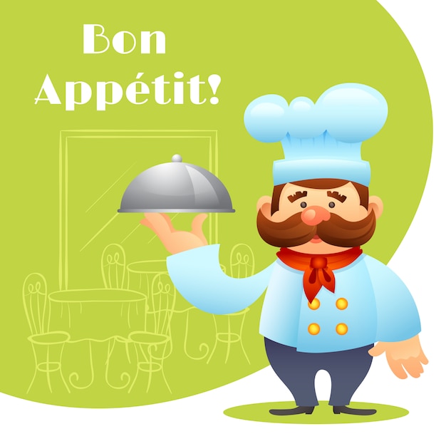 Free vector chef with tray poster